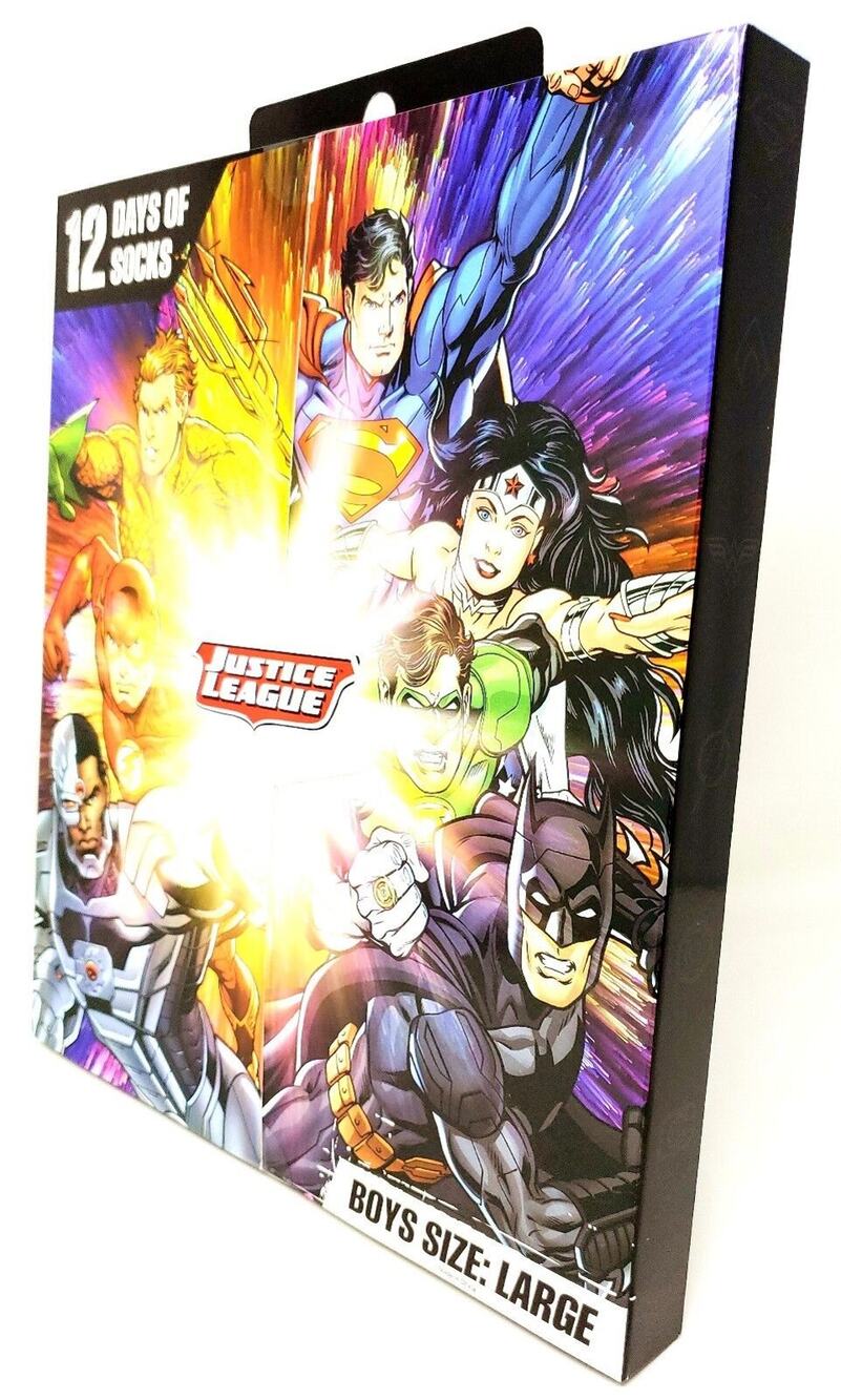 Justice League Socks 12 Days Of Socks 2018 Dc Set ChildShoe Size 4-10 Large